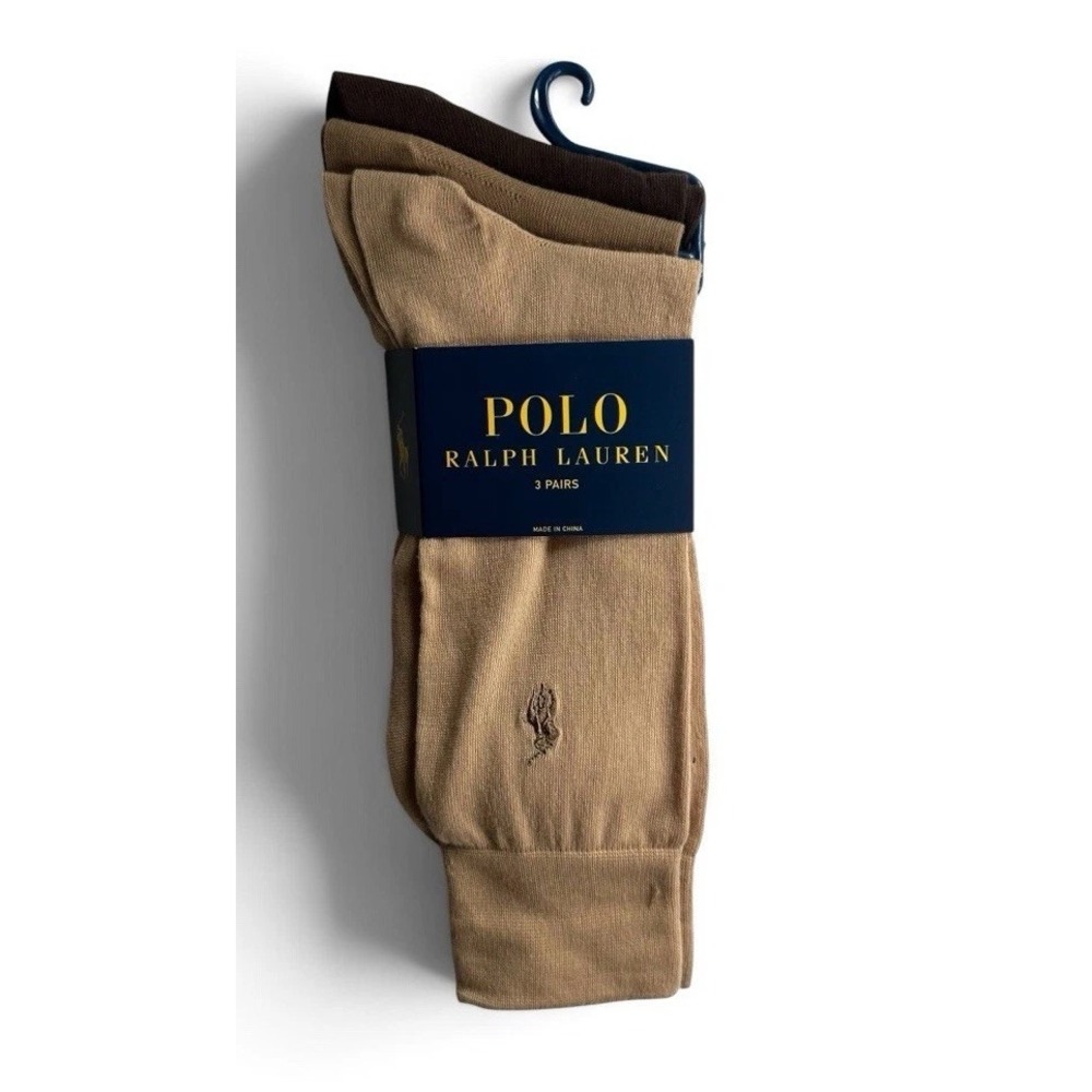 Polo Ralph Lauren 3 Pairs Dress Crew Socks  Men's 10–13 Beige Fits Shoe 6-12.5